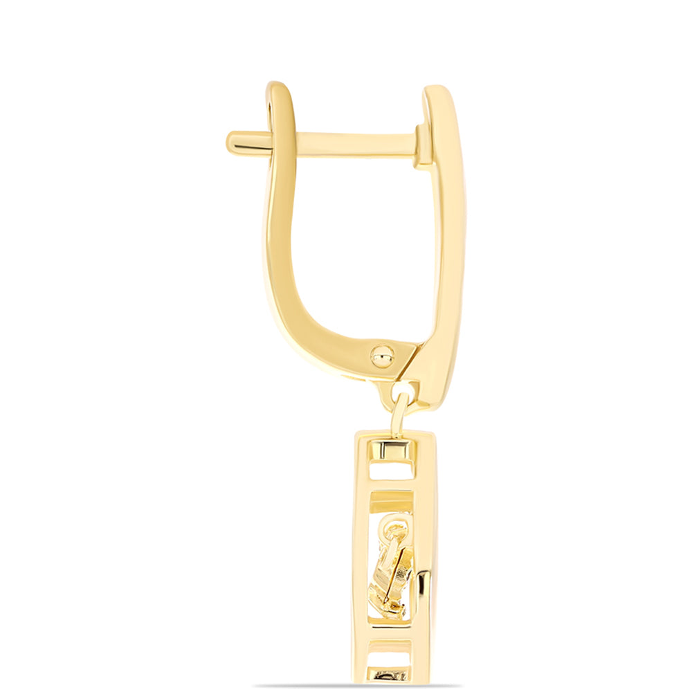 Pendientes de Plata Bañada en Oro con Diamante Cognac 2 
