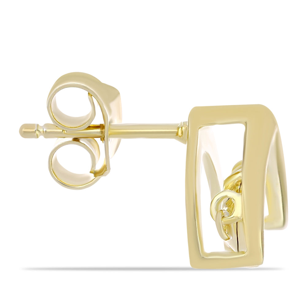 Pendientes de Plata Bañada en Oro con Diamante Cognac
