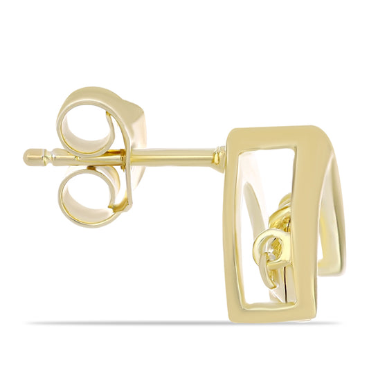 Pendientes de Plata Bañada en Oro con Diamante Cognac