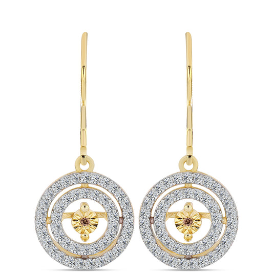 Pendientes de Plata Bañada en Oro con Diamante Cognac y Topacio Blanco