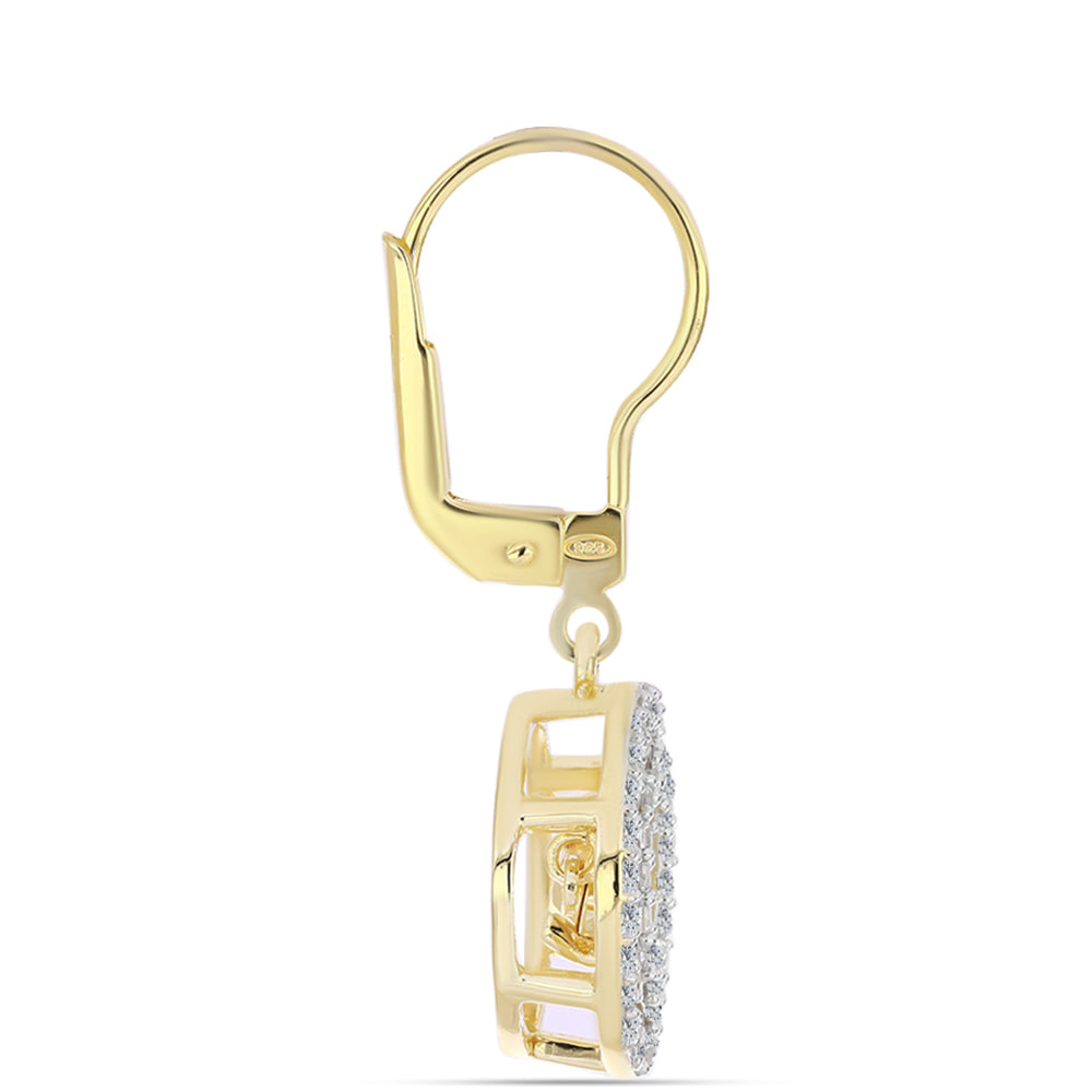 Pendientes de Plata Bañada en Oro con Diamante Cognac y Topacio Blanco