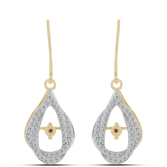 Pendientes de Plata Bañada en Oro con Diamante Cognac y Topacio Blanco