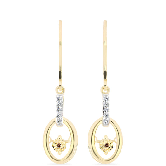 Pendientes de Plata Bañada en Oro con Diamante Cognac y Topacio Blanco