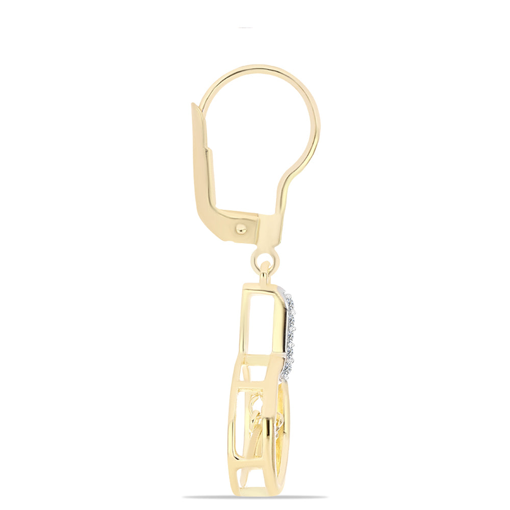 Pendientes de Plata Bañada en Oro con Diamante Cognac y Topacio Blanco
