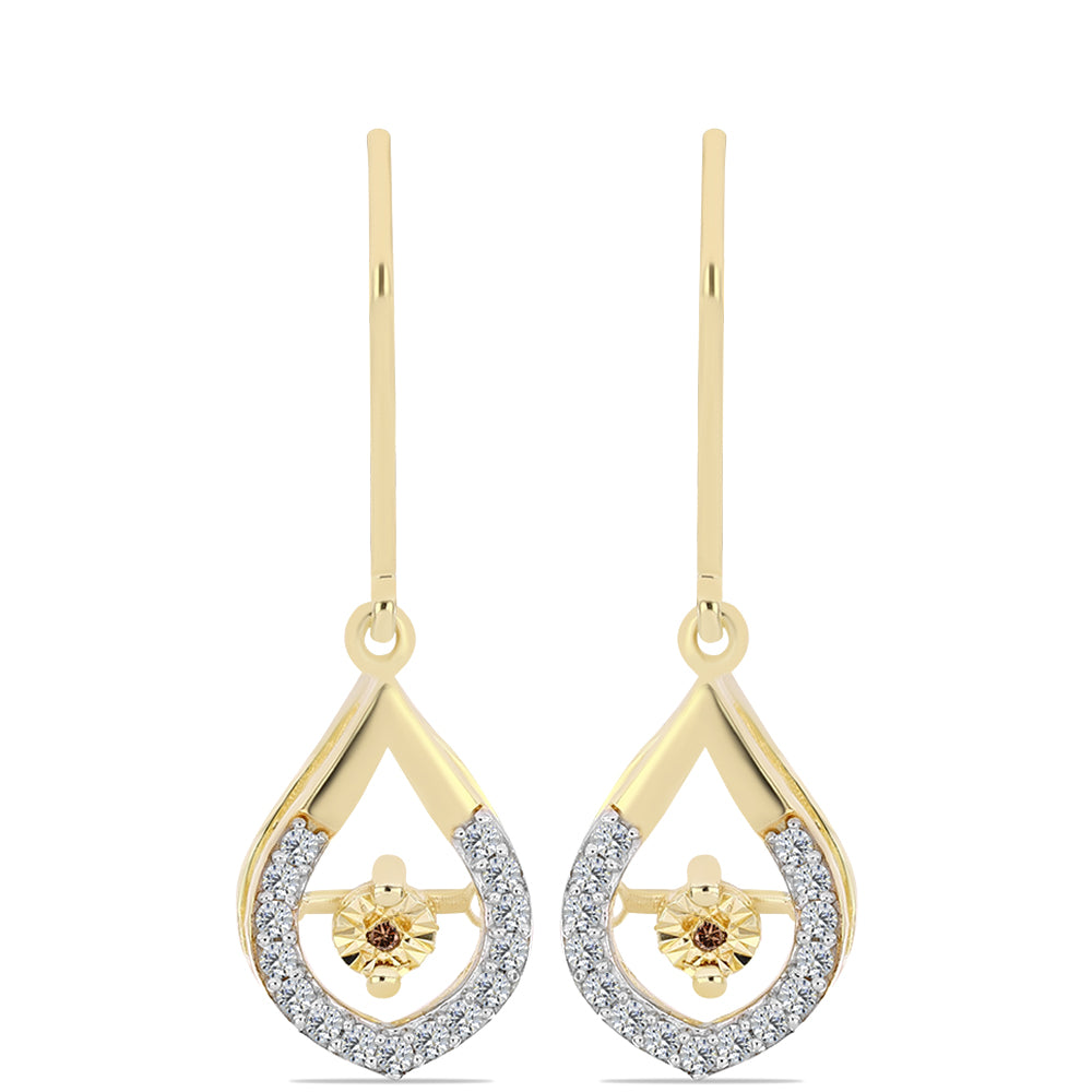 Pendientes de Plata Bañada en Oro con Diamante Cognac y Topacio Blanco 1 
