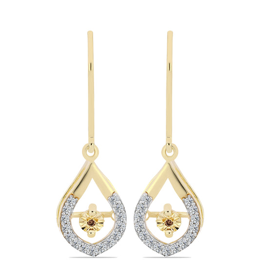 Pendientes de Plata Bañada en Oro con Diamante Cognac y Topacio Blanco