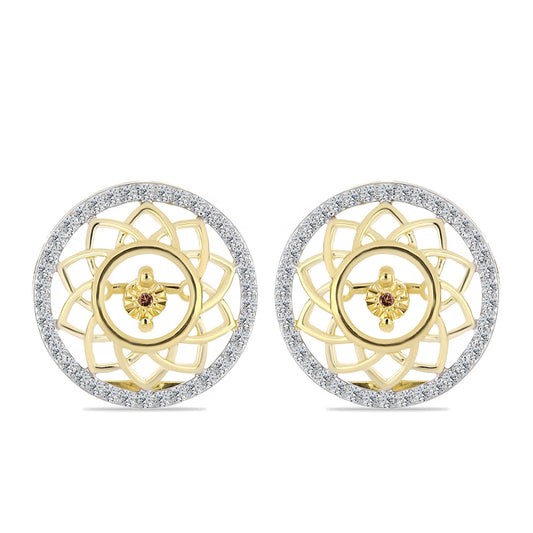 Pendientes de Plata Bañada en Oro con Diamante Cognac y Topacio Blanco