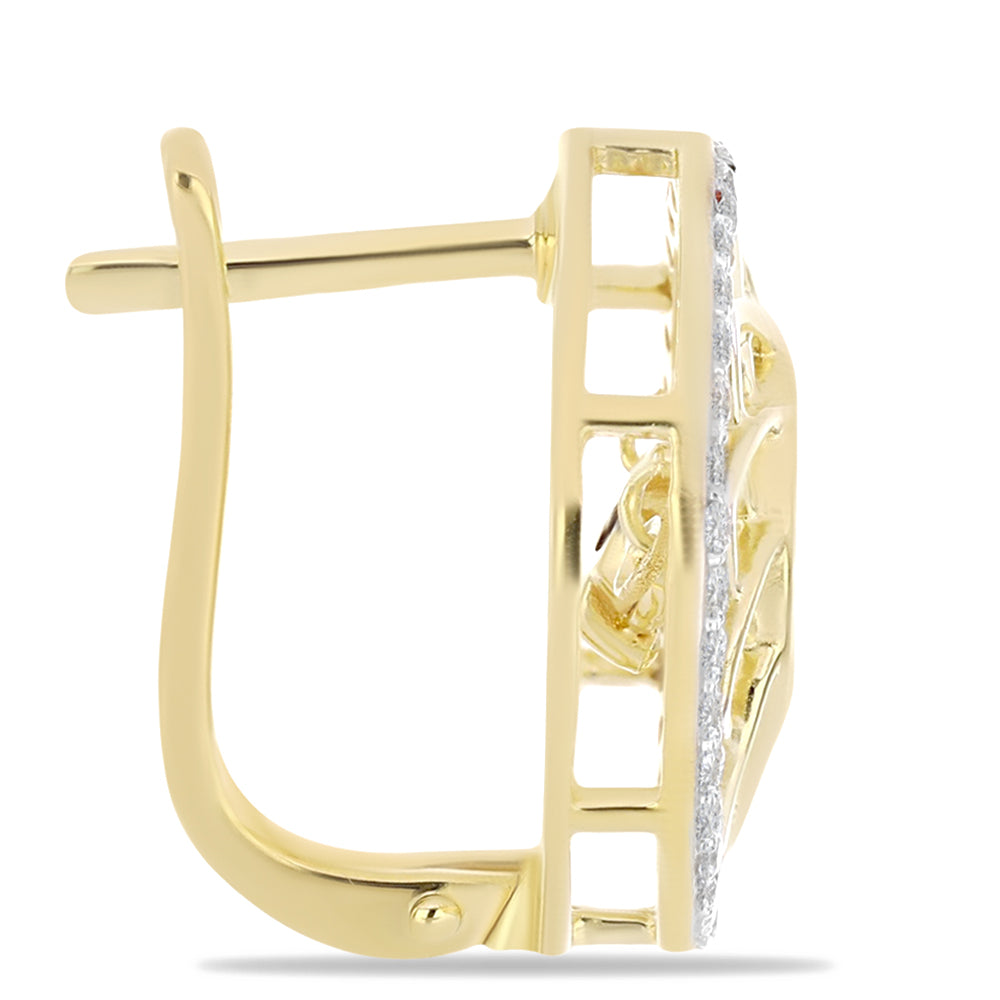 Pendientes de Plata Bañada en Oro con Diamante Cognac y Topacio Blanco 2 