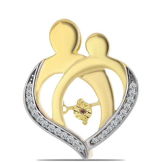 Colgante de Plata Bañada en Oro con Diamante Cognac y Topacio Blanco