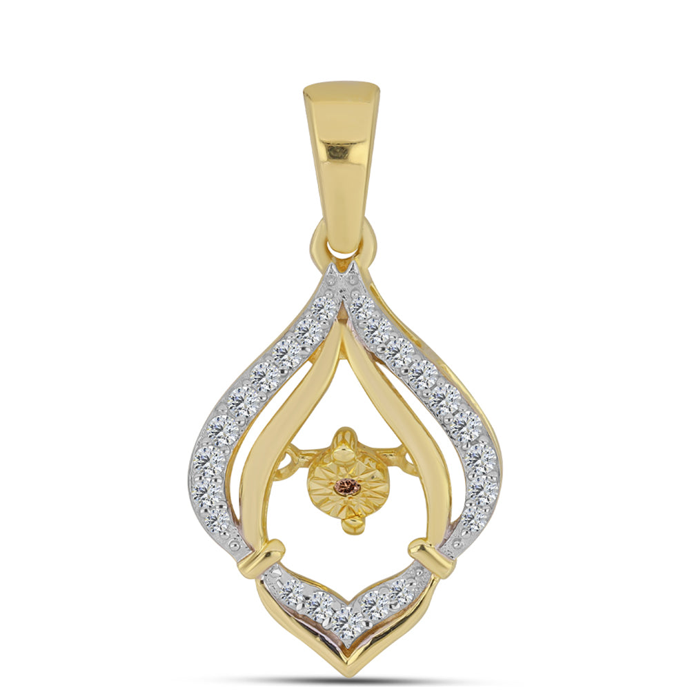Colgante de Plata Bañada en Oro con Diamante Cognac y Topacio Blanco 1 