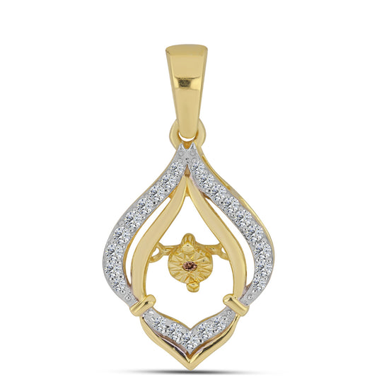 Colgante de Plata Bañada en Oro con Diamante Cognac y Topacio Blanco