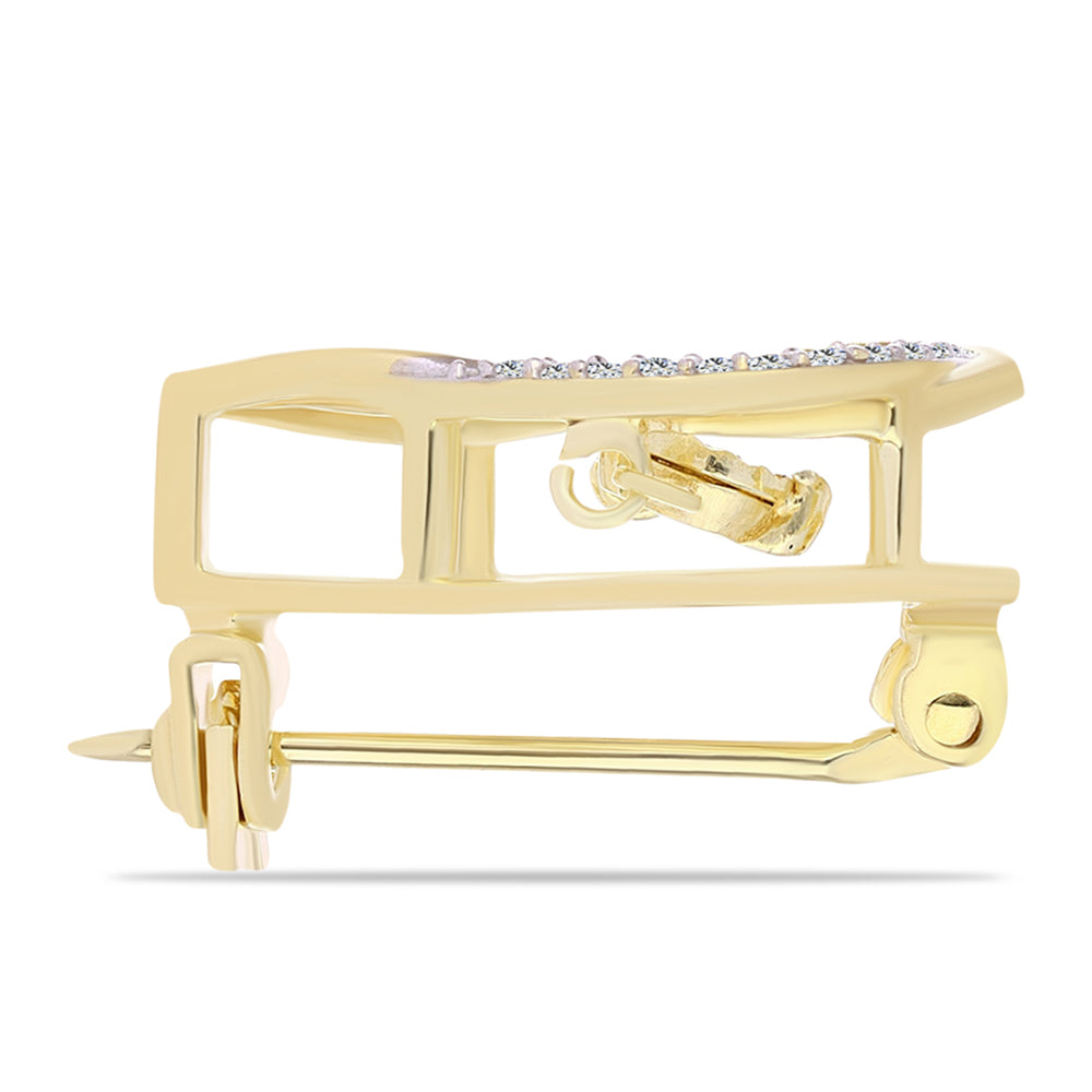 Broche de Plata Bañada en Oro con Diamante Cognac y Topacio Blanco 2 