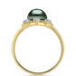Anillo de Plata Bañada en Oro con Perla de río Tahiti verde ilusión y Topacio Blanco