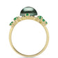 Anillo de Plata Bañada en Oro con Perla de río Tahiti verde ilusión y Esmeralda de Brasil