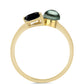 Anillo de Plata Bañada en Oro con Perla de río Tahiti verde ilusión y Espinela Negra de Badakhshan Gorno