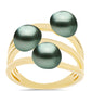 Anillo de Plata Bañada en Oro con Perla de río Tahiti verde ilusión