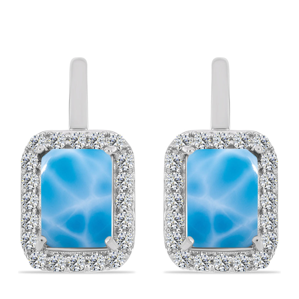 Pendientes de Plata con Larimar de Barahona y Topacio Blanco