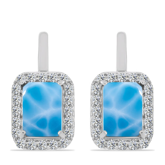 Pendientes de Plata con Larimar de Barahona y Topacio Blanco