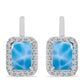 Pendientes de Plata con Larimar de Barahona y Topacio Blanco