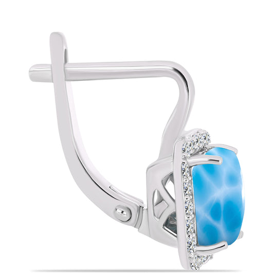 Pendientes de Plata con Larimar de Barahona y Topacio Blanco
