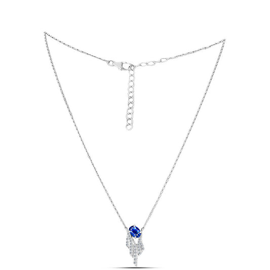 Collar de Plata con Zafiro Azul Australiano y Topacio Blanco