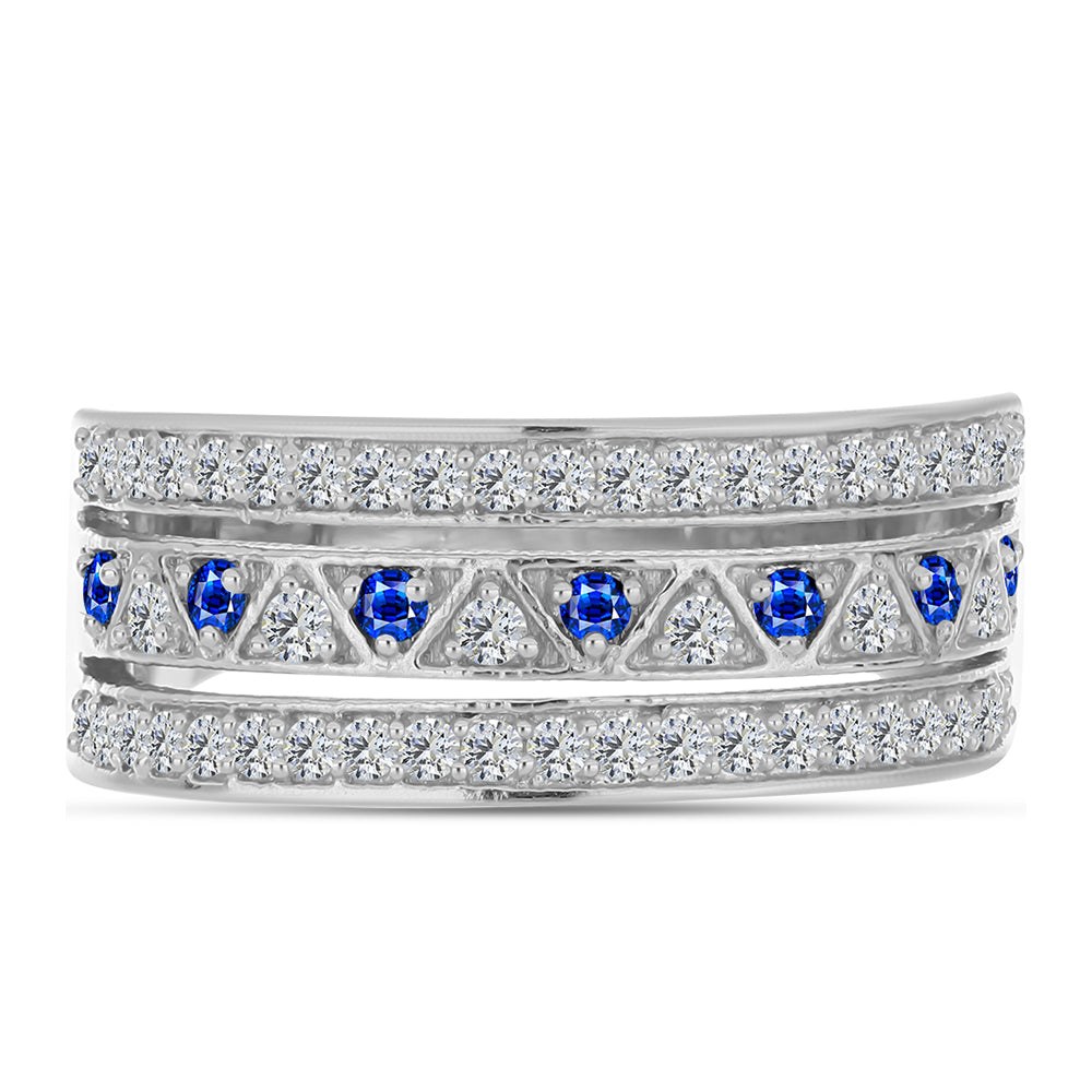 Anillo de Plata con Zafiro Azul Australiano y Topacio Blanco 1 