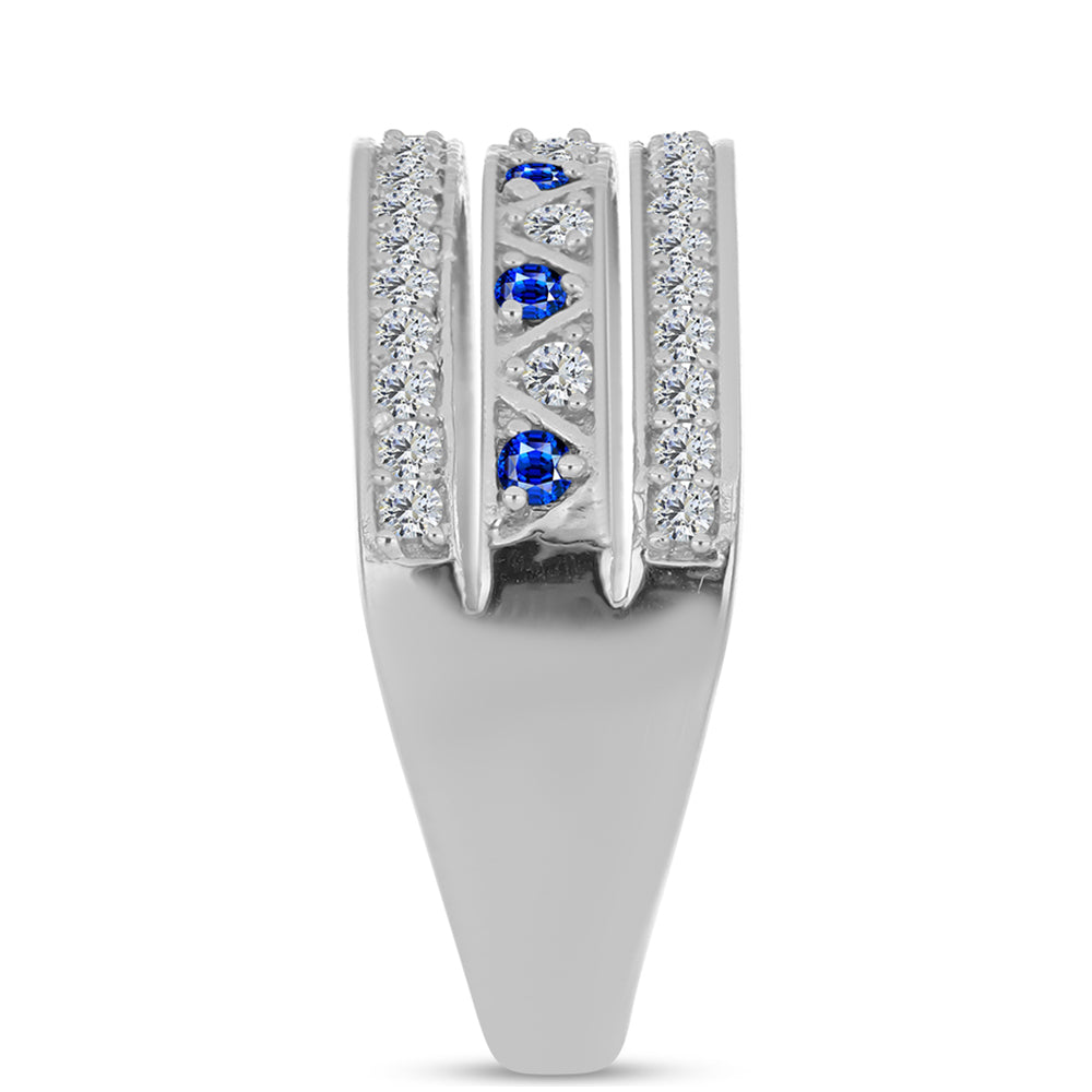 Anillo de Plata con Zafiro Azul Australiano y Topacio Blanco