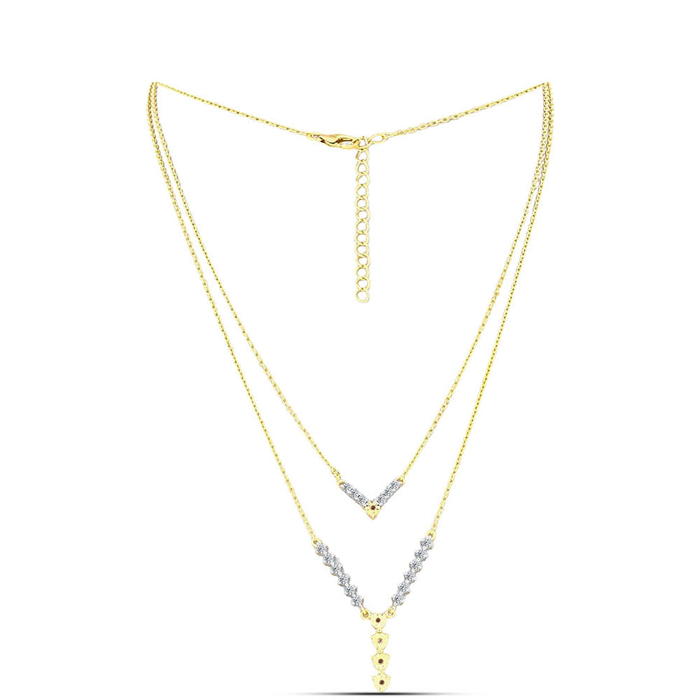 Collar de Plata Bañada en Oro con Diamante Cognac y Topacio Blanco 1 