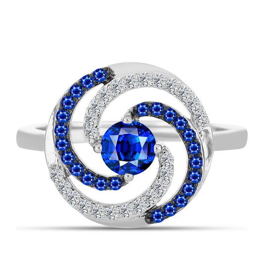 Anillo de Plata con Zafiro Azul Australiano y Topacio Blanco