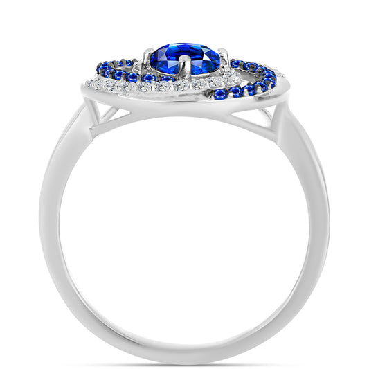 Anillo de Plata con Zafiro Azul Australiano y Topacio Blanco