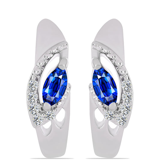 Pendientes de Plata con Zafiro Azul Australiano y Topacio Blanco