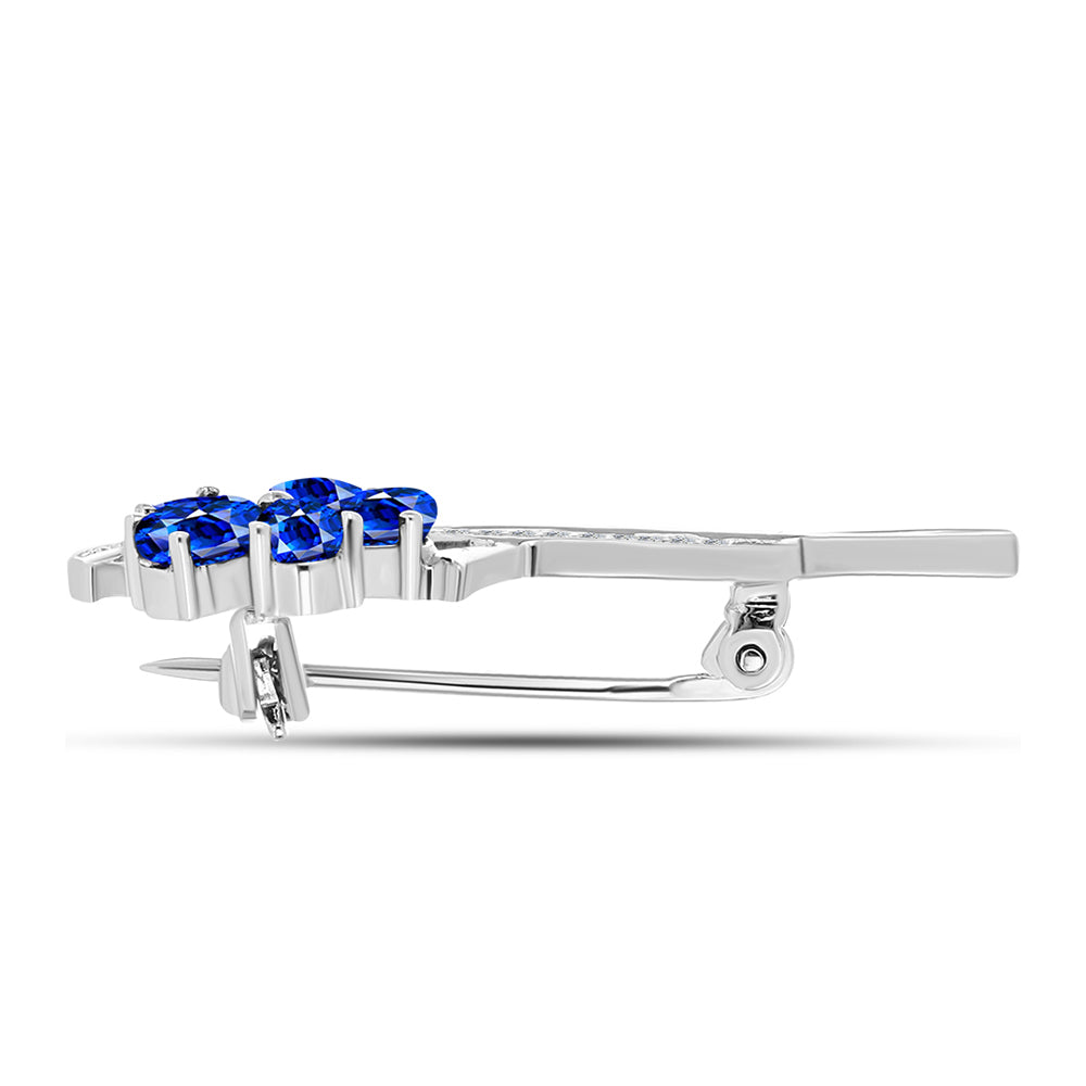 Broche de Plata con Zafiro Azul Australiano y Topacio Blanco 2 