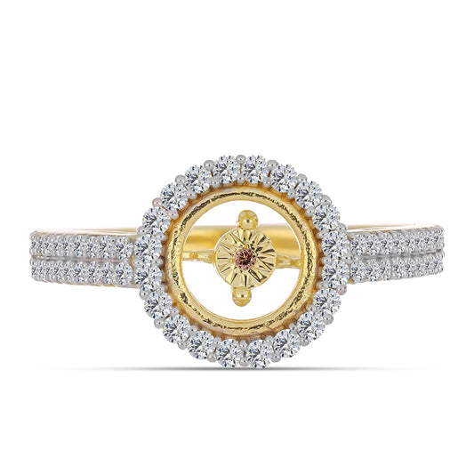 Anillo de Plata Bañada en Oro con Diamante Cognac y Topacio Blanco