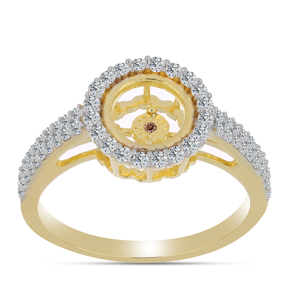 Anillo de Plata Bañada en Oro con Diamante Cognac y Topacio Blanco 3 