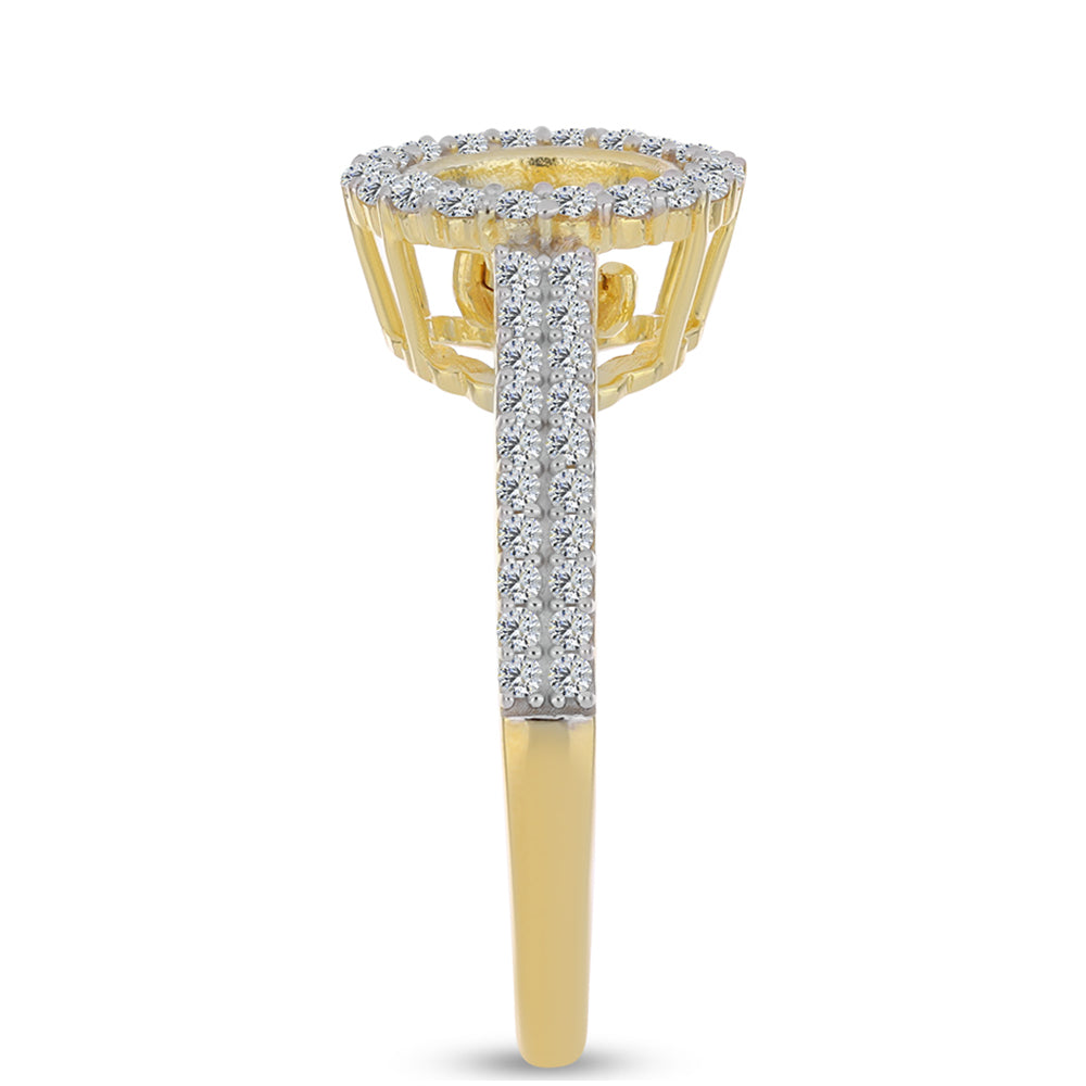 Anillo de Plata Bañada en Oro con Diamante Cognac y Topacio Blanco 4 