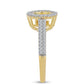 Anillo de Plata Bañada en Oro con Diamante Cognac y Topacio Blanco