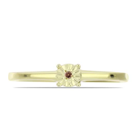 Anillo de Plata Bañada en Oro con Diamante Cognac