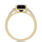 Anillo de Plata Bañada en Oro con Ónix Negro y Zircón Blanco
