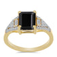 Anillo de Plata Bañada en Oro con Ónix Negro y Zircón Blanco