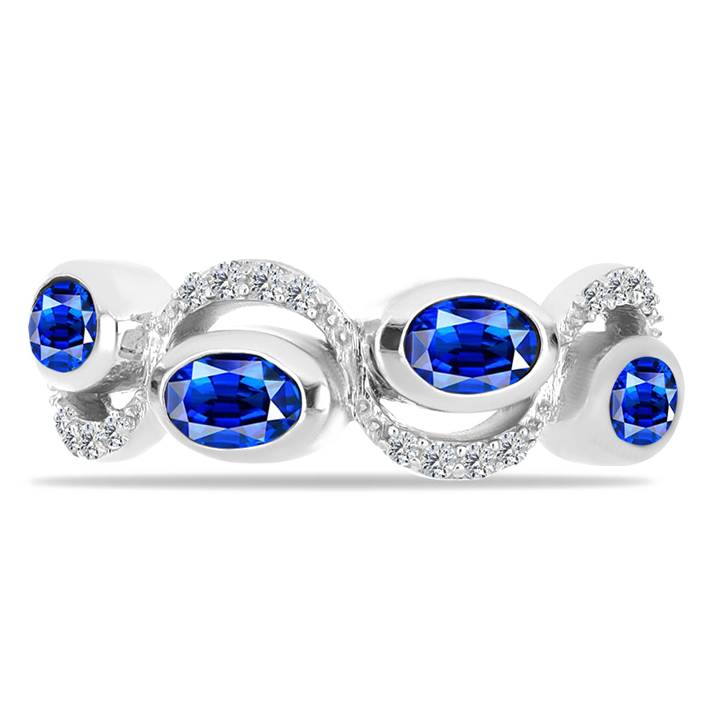Anillo de Plata con Zafiro Azul Australiano y Topacio Blanco 1 