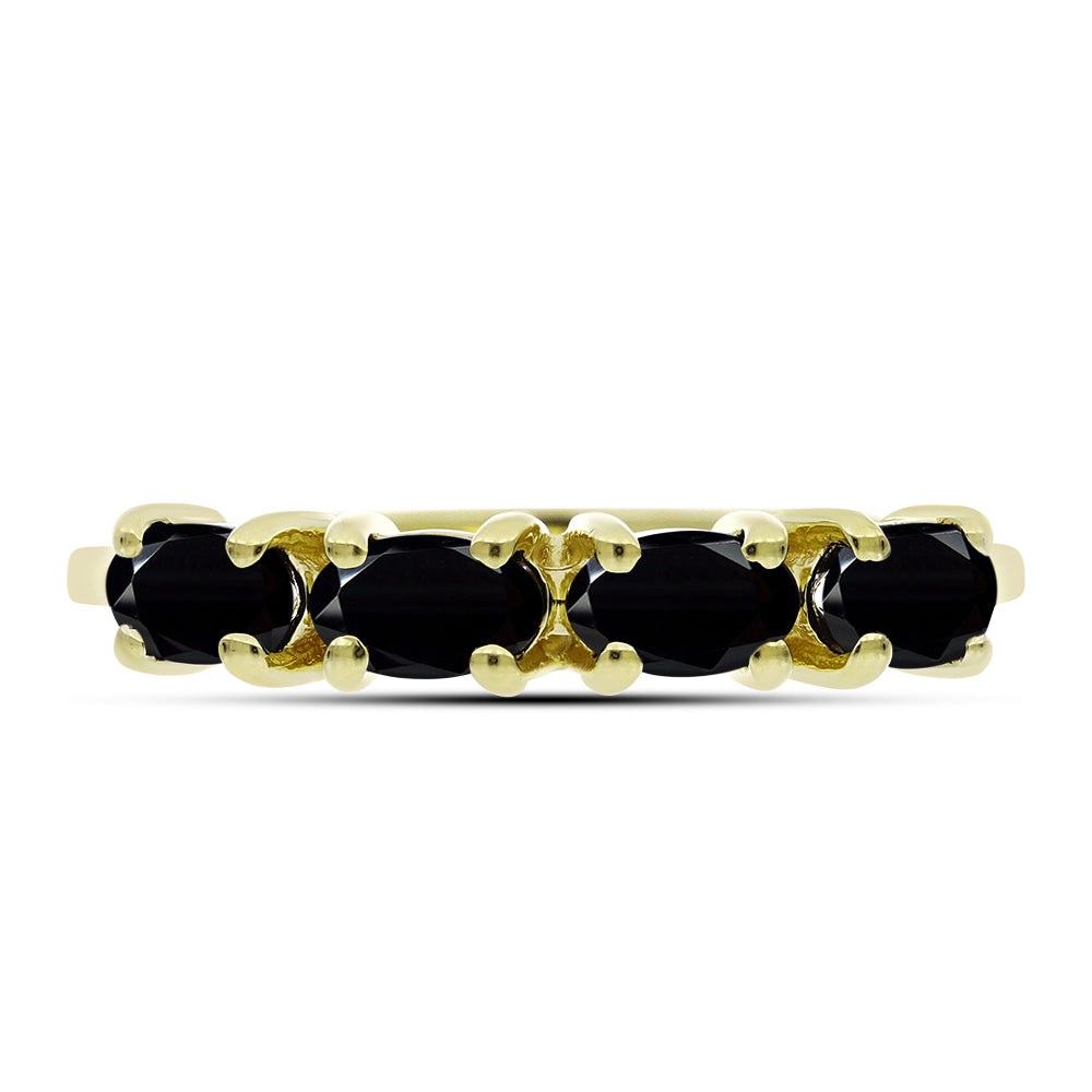 Anillo de Plata Bañada en Oro con Ónix Negro 2 
