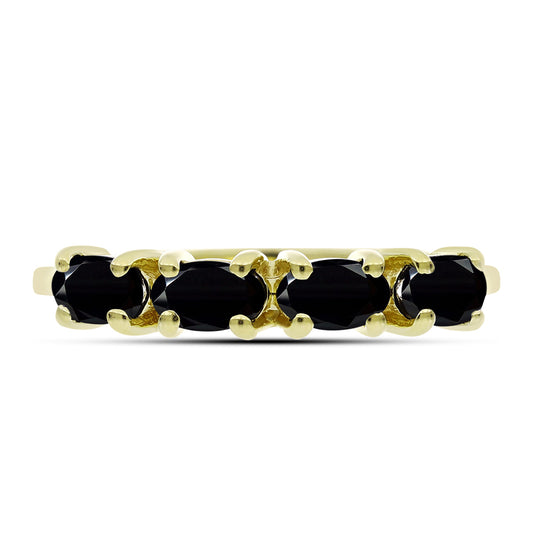 Anillo de Plata Bañada en Oro con Ónix Negro