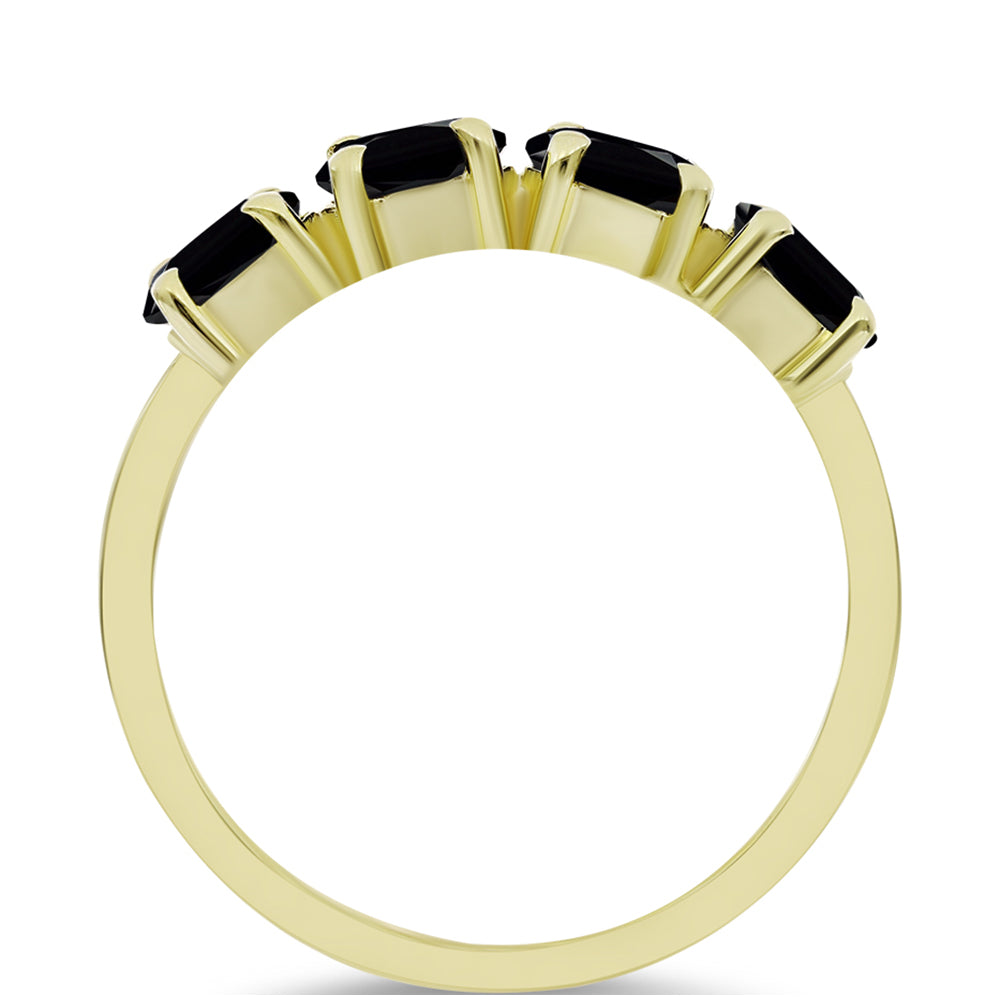Anillo de Plata Bañada en Oro con Ónix Negro