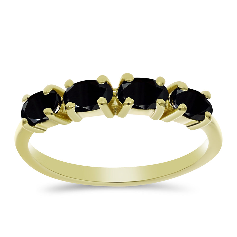 Anillo de Plata Bañada en Oro con Ónix Negro
