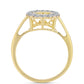 Anillo de Plata Bañada en Oro con Diamante Cognac y Topacio Blanco