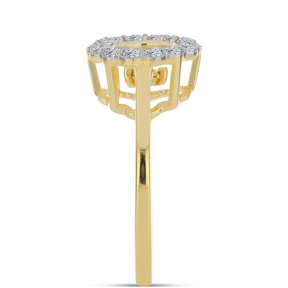 Anillo de Plata Bañada en Oro con Diamante Cognac y Topacio Blanco 4 