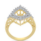 Anillo de Plata Bañada en Oro con Diamante Cognac y Topacio Blanco