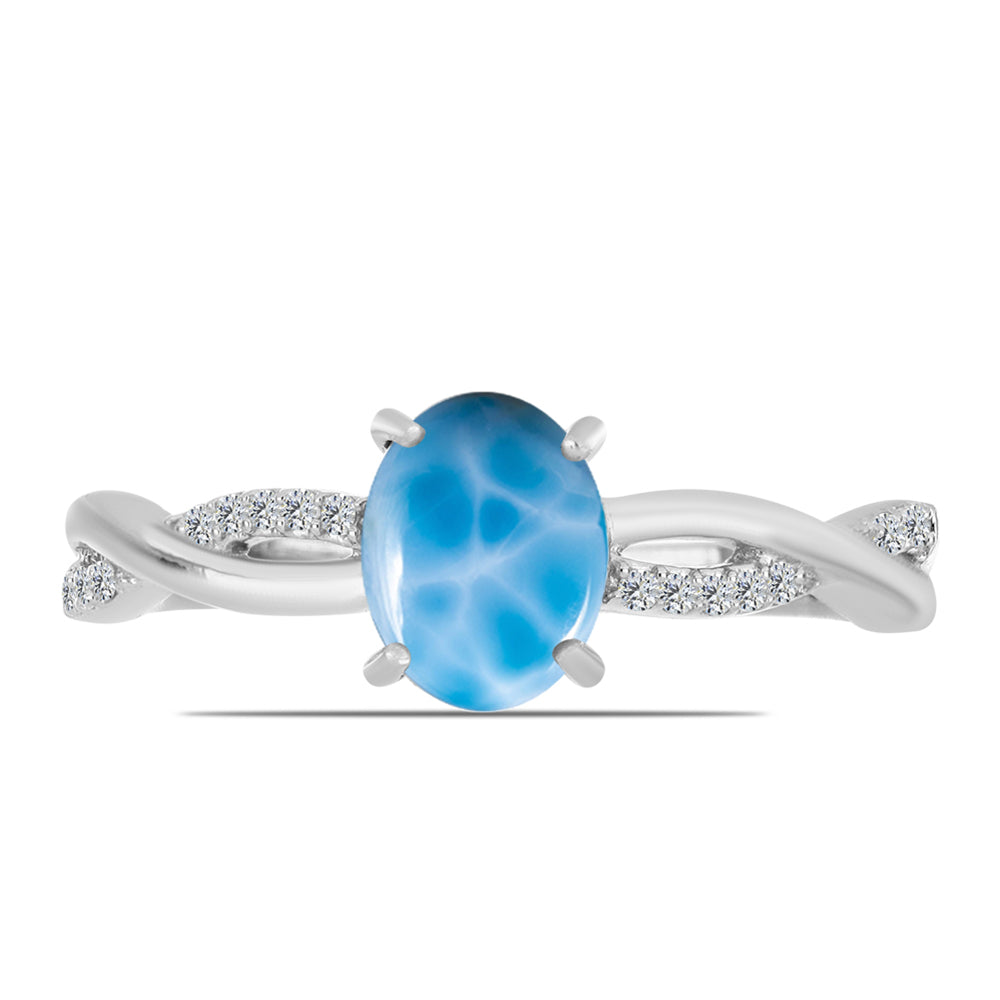 Anillo de Plata con Larimar de Barahona y Topacio Blanco 1 