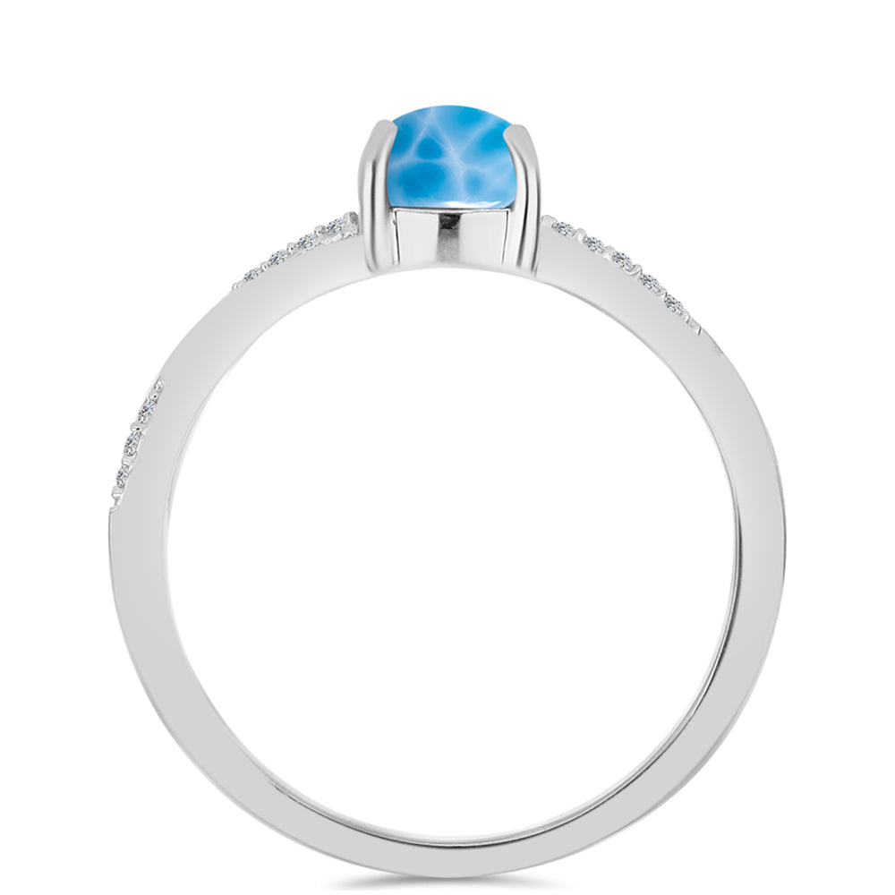 Anillo de Plata con Larimar de Barahona y Topacio Blanco 2 