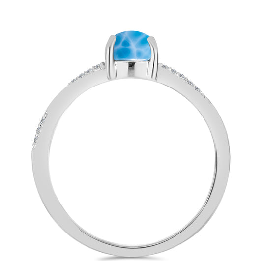 Anillo de Plata con Larimar de Barahona y Topacio Blanco